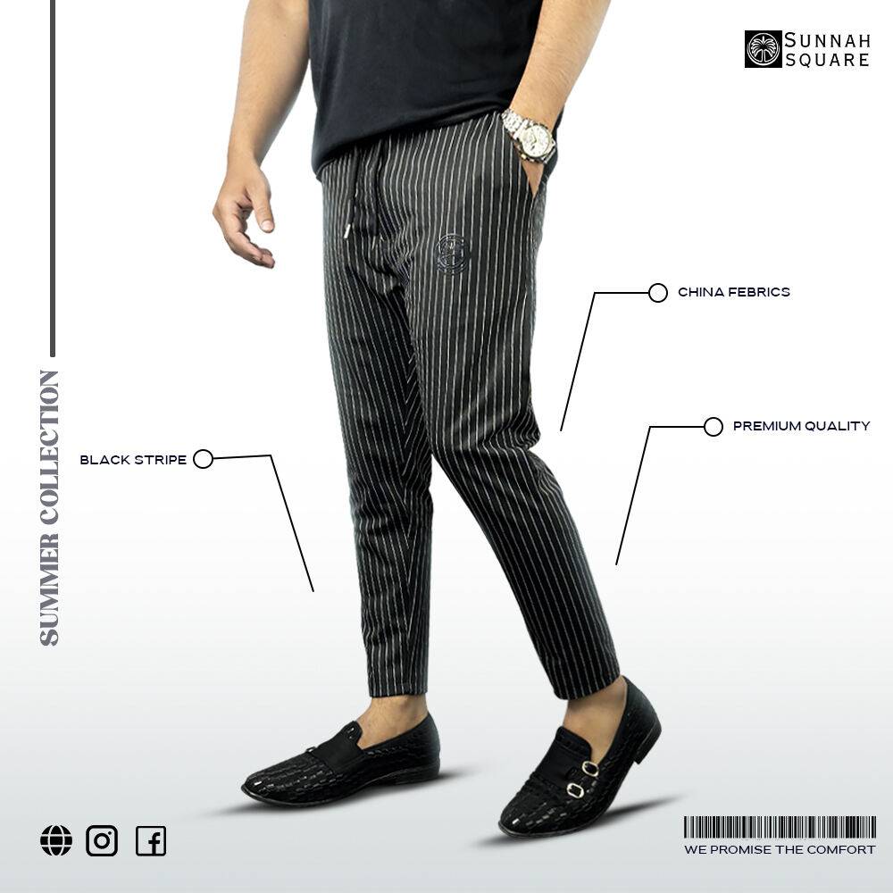 Men’s Vertical Stripe Trouser (Black) – Sunnah Square