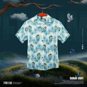 Multicolor Oversized Cuban Shirt – Half Sleeve (Aqua Breeze)