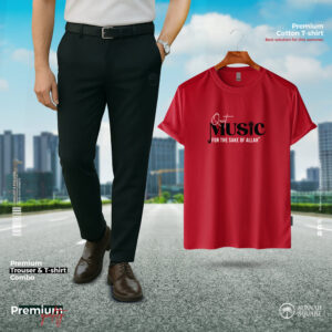 Men's Black Pant and Red T-Shirt Combo