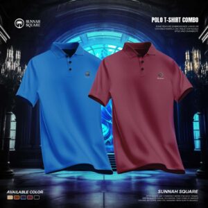 2Pcs Men’s China Polo T-shirt Combo (Blue-Maroon Color)