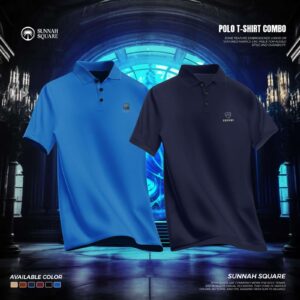 2Pcs Mens China Polo T-shirt Combo (Blue-Navy-Blue Color)