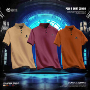 3Pcs Mens China Polo T-shirt Combo (biscuite-Maroon-Orange color)