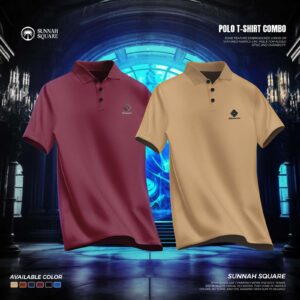 2Pcs Mens China Polo T-shirt Combo (Maroon-Biscuite color)