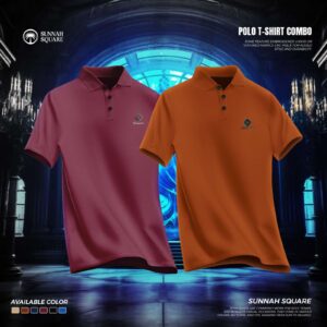 2Pcs Mens China Polo T-shirt Combo (Maroon-orange Color)