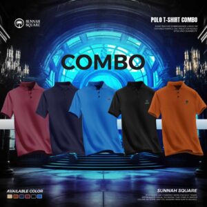5Pcs Men’s China Polo T-shirt Combo (balck, maroon, biscuite, orange, Blue)