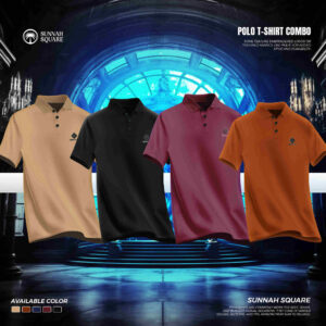 4Pcs Men’s China Polo T-shirt Combo (balck maroon biscuite orange)