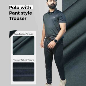 Black Pant-style Trouser And Black China Polo T-shirt Combo